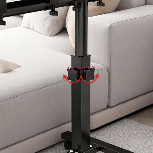 Фото Товары для дома и сада Прикроватный сверхзадачный столик на колесах T01 (64200) с двойной столешницей 60×40 см, регулировка высоты 60–95 см, наклон до 90