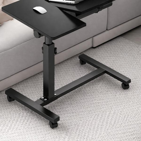 Фото Товары для дома и сада Прикроватный сверхзадачный столик на колесах T01 (64200) с двойной столешницей 60×40 см, регулировка высоты 60–95 см, наклон до 90