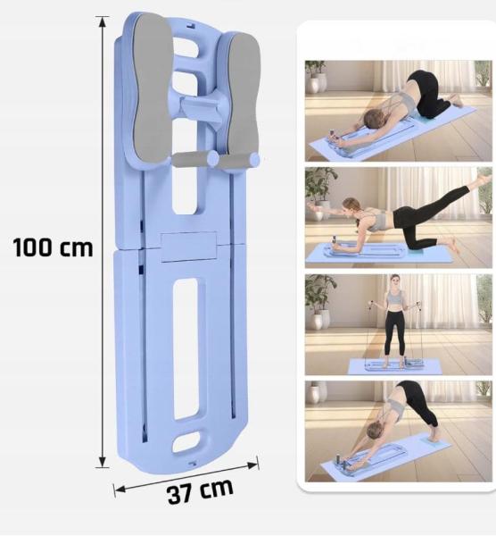Фото Спорт, здоровье, туризм Напольный тренажёр для пилатеса MM3000 с резинками, складная платформа для пресса и ног, размер 100×37 см, синий