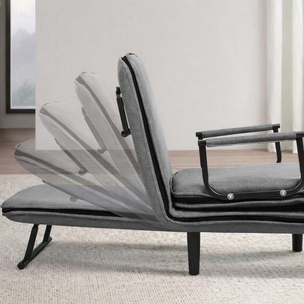 Фото Товары для дома и сада Раскладное кресло-кровать 2в1, серое (80х65/190х65 см), с подушкой KR-65 / Раскладная кровать односпальная