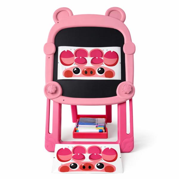 Фото Детский мир, детские товары Развивающая Розовая доска-мольберт Fan&Fan «Мишка» с двусторонней поверхностью для рисования, магнитно-маркерная + меловая