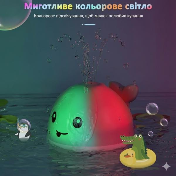 Фото  УЦЕНКА! Игрушка для ванной в виде кита музыкальный светящийся фонтан серый (Плохая упаковка 3374)