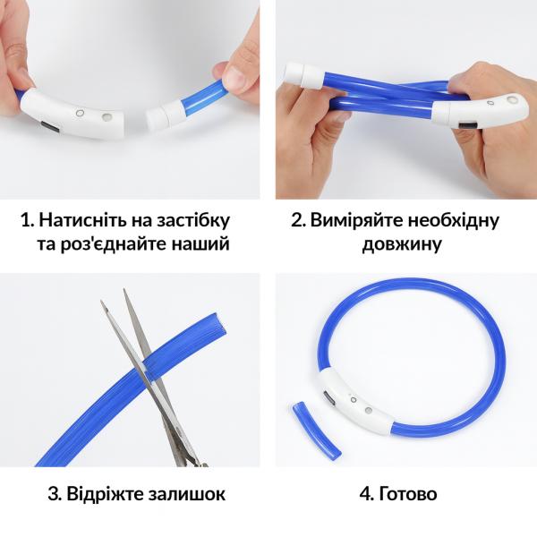 Фото  УЦЕНКА! Светодиодный влагостойкий ошейник для собак USB USB Размер S-35 cm M-50 cm L-70 cm (Нет упаковки 3389)