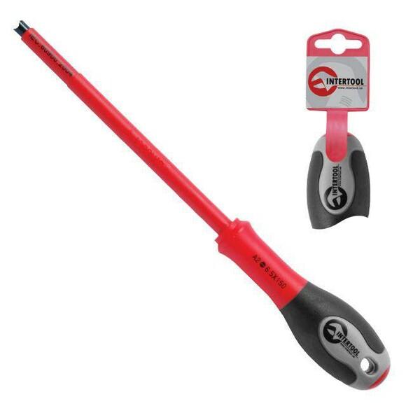 Отвертка шлицевая изолированная SL6.5х150 мм Intertool VT-3207