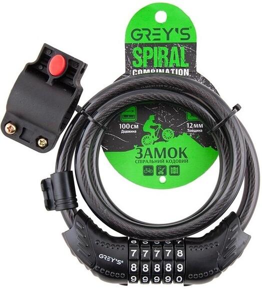 Велозамок спиральный Grey's 12х1000 мм (GR31210)