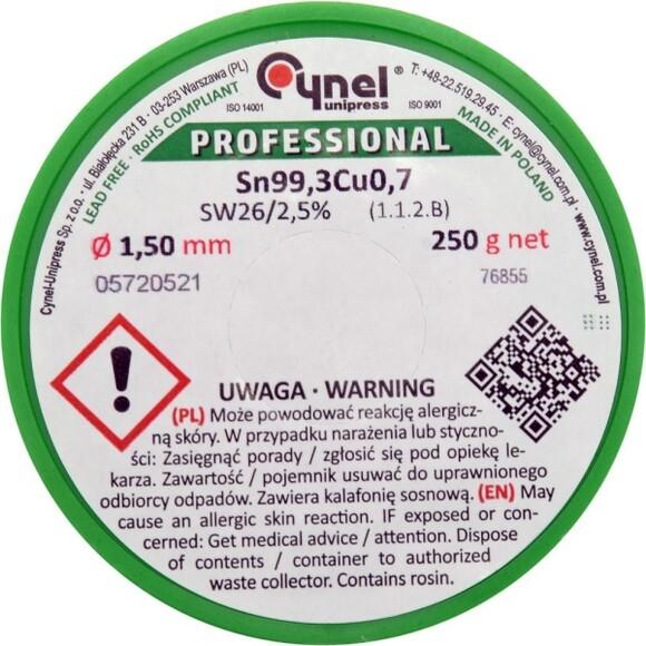 Припой без свинца VOREL "CYNEL" 1,5 мм 250 г" (76855)