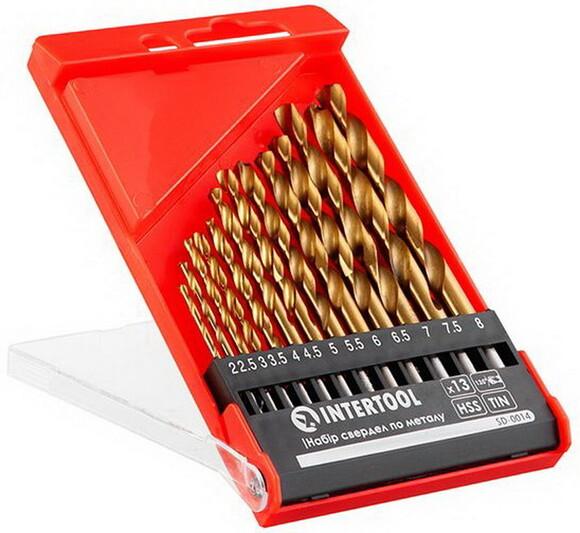 Набор сверл по металлу INTERTOOL, DIN338 HSS, 13 шт (2 - 8 мм), покрытие Ti (SD-0014)