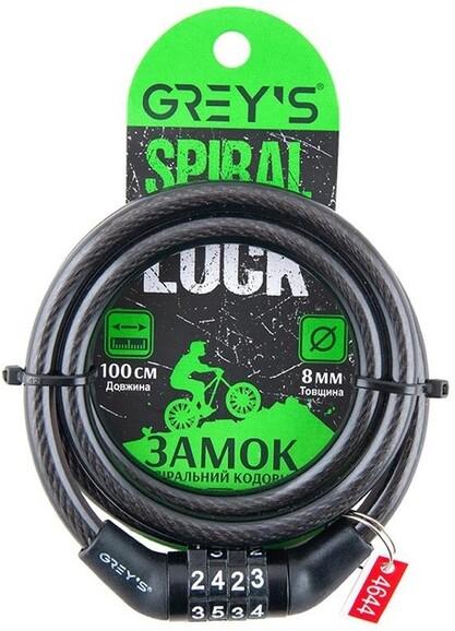 Велозамок спиральный Grey's 8х1000 мм (GR30810)
