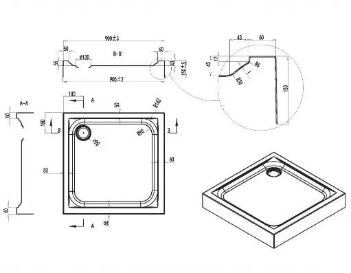 Поддон душевой AM.PM Gem 90х90 см (W90T-403-090W)
