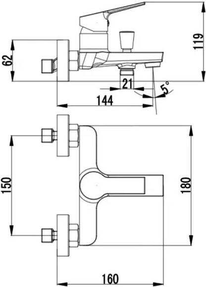 Смеситель для ванны Primera Project 2.0 47565030, хром