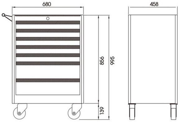 Тумба инструментальная King Tony, 7 полок, красная (87A34-7BA)