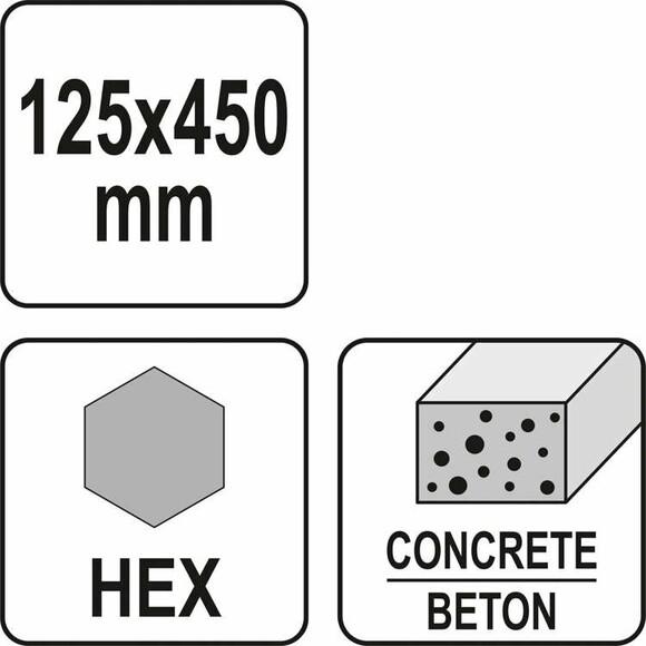 Долото плоское Yato HEX 450х125 мм (YT-47372)