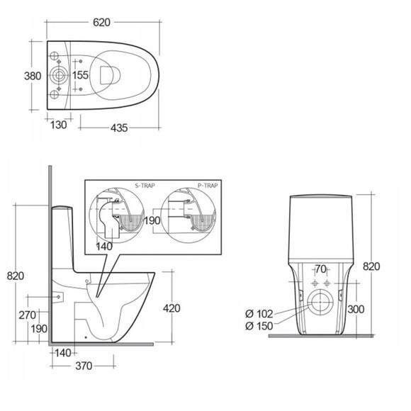 Унитаз компакт RAK Ceramics Sensation с сидением Soft Close (SENWC1146AWHA+SENWT1800AWHA+SENSC3901WH)