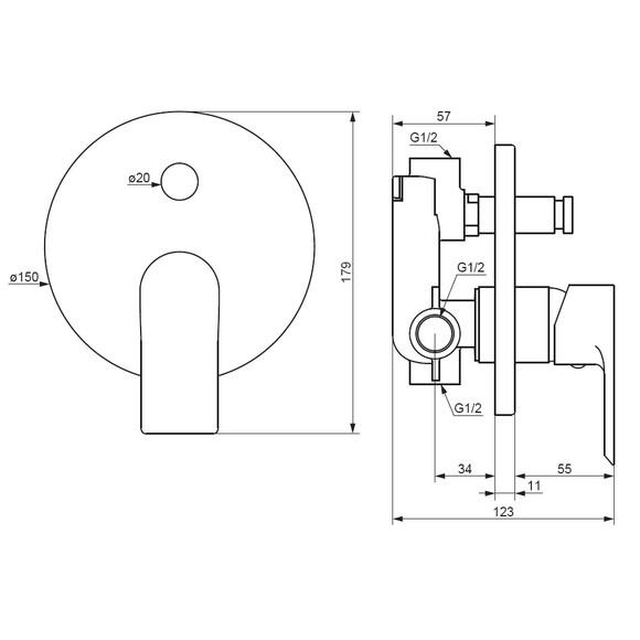 Смеситель скрытого монтажа для ванной и душа Damixa Apollo 477100300
