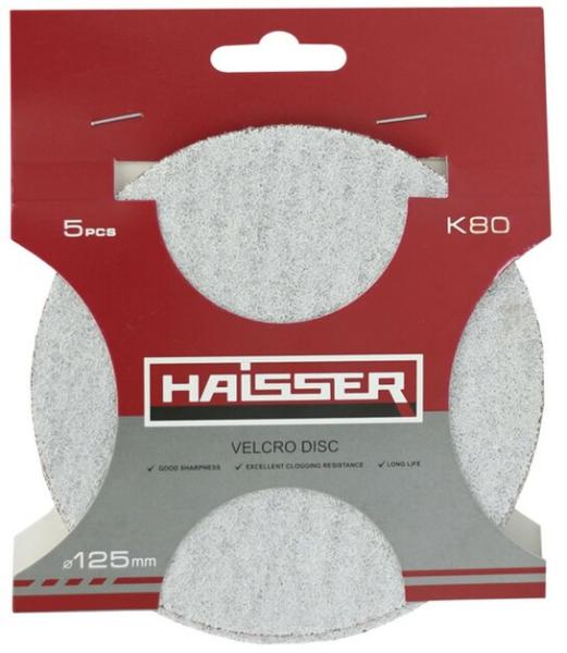 Круг шлифовальный самоклеящийся Haisser 125 мм, k 80, 5 шт. (19117)