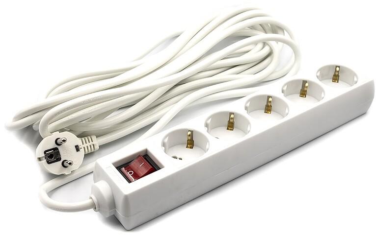 Сетевой фильтр PowerPlant JY-1052/7 (7 м, 3x1.0 мм.кв., 8А, 5 розеток, евростандарт) (PPSA08M70S5)
