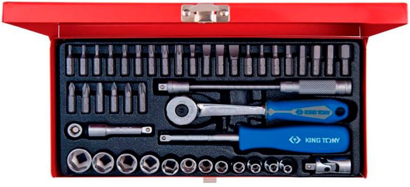 Набор головок KING TONY 1/4" 45 единиц, 6-ти гранные, 4-14 мм (2575MR)