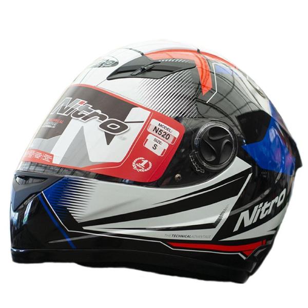 Мотошолом інтеграл Nitro N520 Fortis BLACK/GUN/GREEN (білий, чорний, синій, червоний), розмір XL