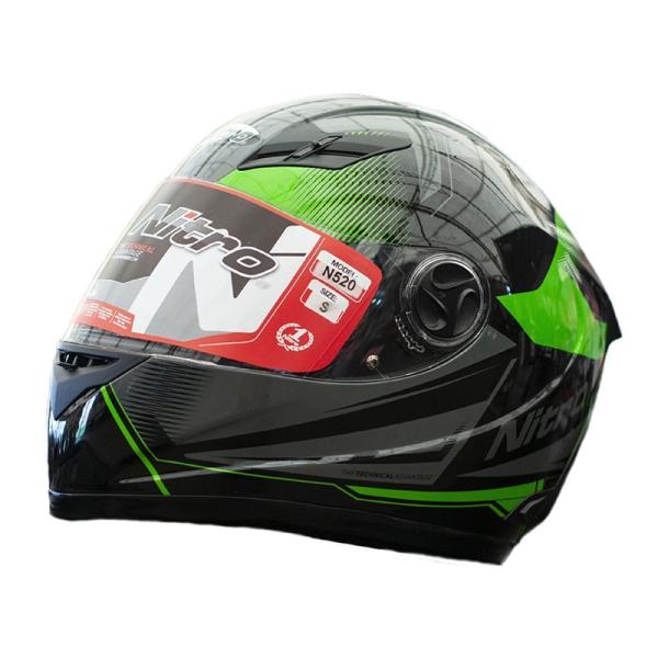 Мотошолом інтеграл Nitro N520 Fortis BLACK/GUN/GREEN (чорний, сірий, зелений), розмір XXL