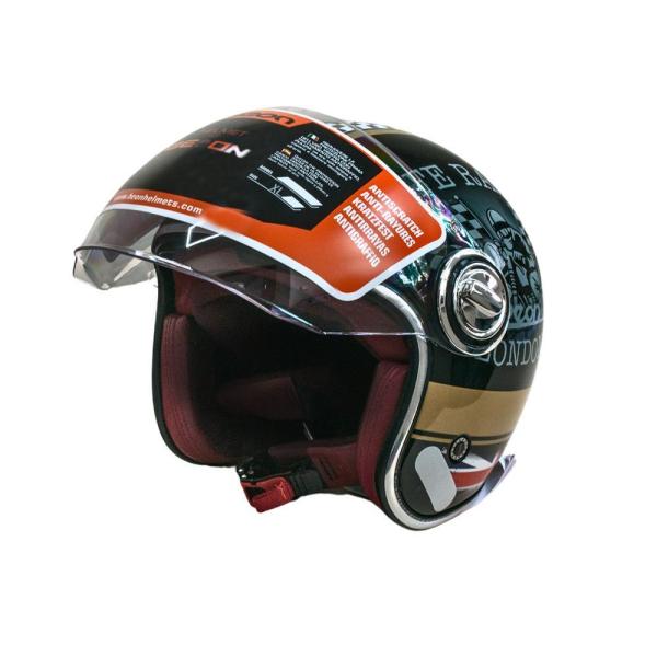 Мотошолом відкритий Beon B-108A ABS MOTO SHINY BLACK/GOLD (глянець чорний/золотий), розмір XXL