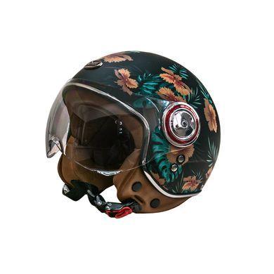 Фото Електротранспорт, Аксесуари та запчастини для електротранспорту, Аксесуари та запчастини для електротранспорту Beon Мотошолом відкритий Beon B-110B FLOWER MATT BLACK/FLOWER (матовий чорний/квіти), розмір XL