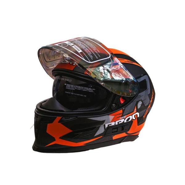 Мотошолом інтеграл Beon R MATT TITAN/ORANGE (матовий титан/помаранчевий) розмір ХL