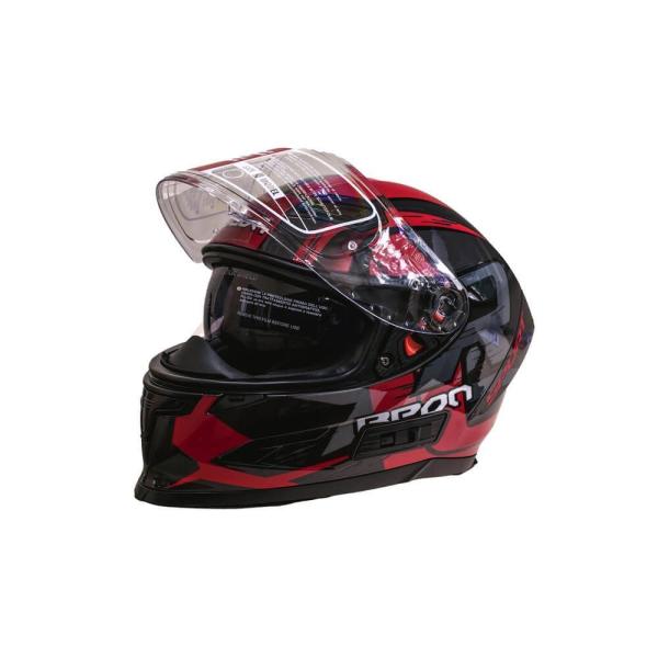 Мотошолом інтеграл Beon R SHINY GREY (глянець сірий/червоний) розмір ХL