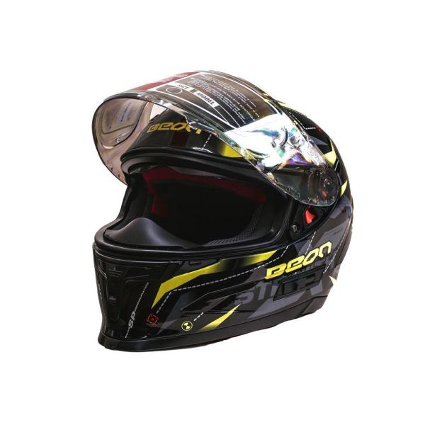 Мотошолом інтеграл Beon TECH SHINY BLACK/YELLOW (глянець чорний/жовтий) розмір L