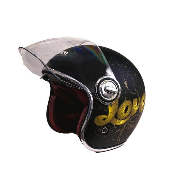 Мотошолом відкритий Beon B-108A ABS LOVE SHINY BLACK/GOLD (глянець чорний/золотий), розмір XL