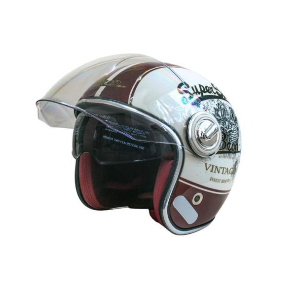 Мотошолом відкритий Beon B-108A ABS SUPER SPORT SHINY CREAM/RED (глянець кремовий/червоний), розмір XL