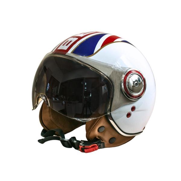 Мотошолом відкритий Beon B-110B FLAG SHINY WHITE/RED/BLUE (глянець білий/червоний/синій), розмір L