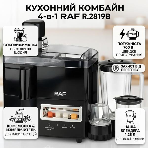 Фото Все для кухни Электрическая соковыжималка 4в1 с блендером и кофемолкой RAF R.2819B 700W