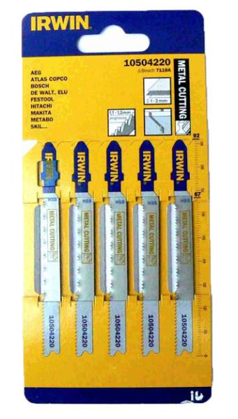 Пилка для лобзика по металлу Irwin BJSB T118A 5шт (10504220)