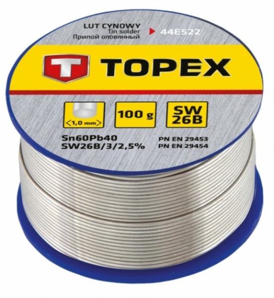 Припой оловянный 1 мм, TOPEX (44E522)