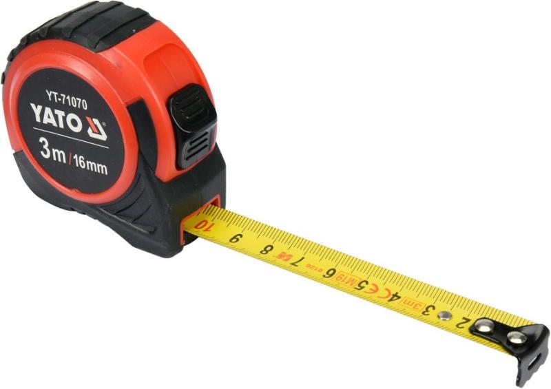 Рулетка Yato (YT-71070) 3 м x 16 мм, стальной лентой, нейлоновым покрытием