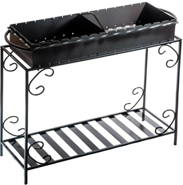 Мангал Mzavod с дровницей на 15 шампуров (M15-4D)