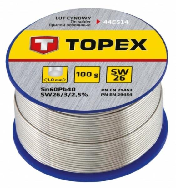Припой оловянный 1 мм, TOPEX (44E514)
