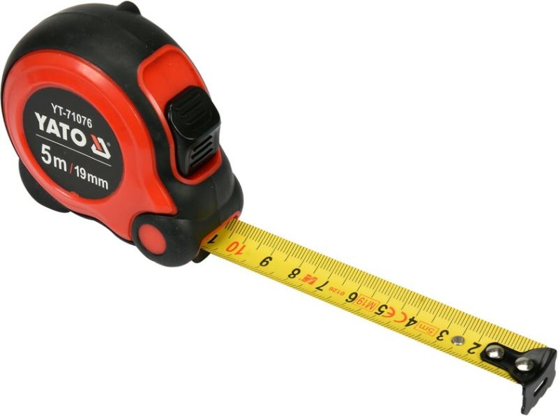Рулетка Yato (YT-71076) 5 м x 19 мм, стальной лентой, нейлоновым покрытием, двойной блокировкой