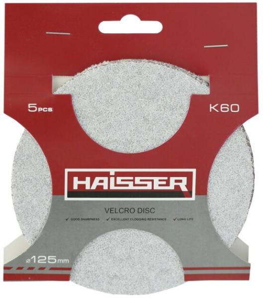 Круг шлифовальный самоклеящийся Haisser 125 мм, k 60, 5 шт. (19112)