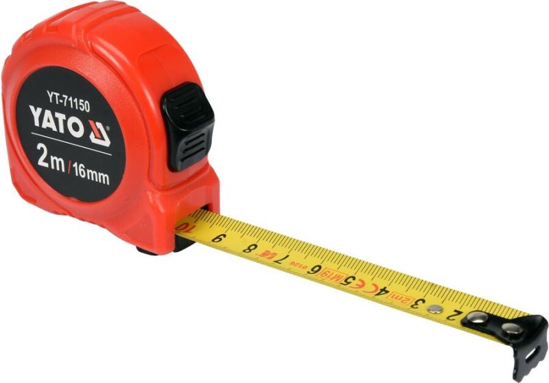 Рулетка Yato (YT-71150) 2 м x 16 мм, стальной лентой, нейлоновым покрытием, двойной блокировкой