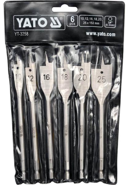 Набор сверл перьевых YATO 10-25 мм, 6 шт. (YT-3258)