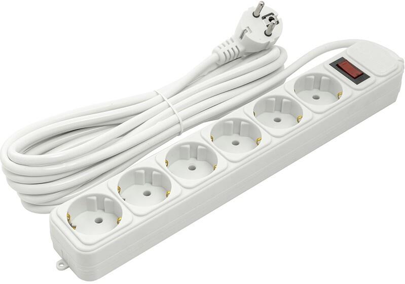 Сетевой фильтр PowerPlant JY-1057/5 (5 м, 3x1.5 мм.кв., 10А, 6 розеток, евростандарт) (PPSA10M50S6)