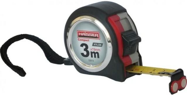 Рулетка Haisser нейлон прорезиненный корпус 2 стопа 3x19 мм (22013)