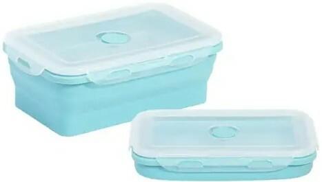 Ланчбокс складной СИЛА с крышкой-защелкой, голубой, 350 мл (960560)