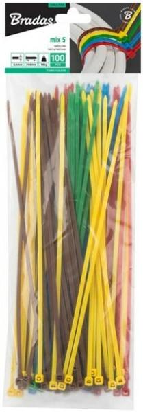 Стяжки кабельные пластиковые Bradas 3.6x300 мм, COLOUR MIX (TSM51136300)