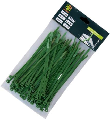 Стяжки кабельные пластиковые разъемные Bradas 4.8x200 мм, GREEN (TS1248200G)