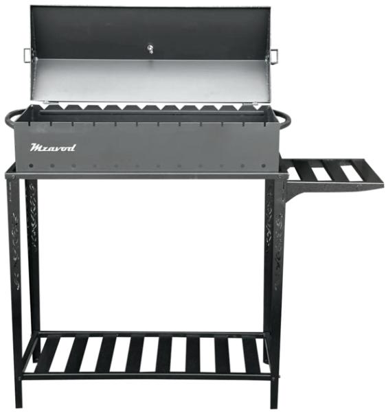 Мангал-барбекю с разборной дровницей Mzavod на 12 шампуров, 4 мм (МBD12-4R-T)
