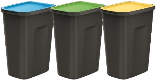 Баки для сортировки мусора Prosperplast Keden COMPACTA Q Plus, комплект 3x35 л (5905197562223)