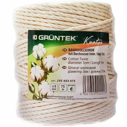 Шпагат хлопковый GRUNTEK, 3 мм х 75 м (295403075)
