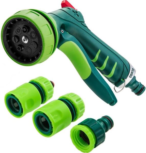 Набор для полива Verto 1/2" пистолет + 2 коннектора и адаптер (15G713)